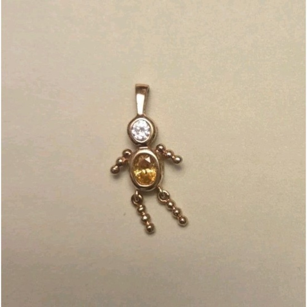 Boy Charm Sterling 925 Gold Plated November Birthstone‎ Yellow Dangle